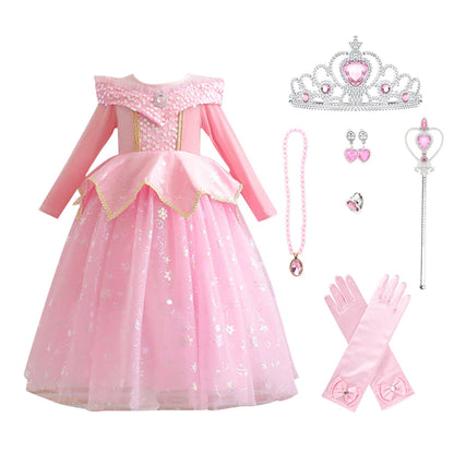KAWELL Sleeping Beauty Aurora Costume Princess Costume Halloween Party Dress Up Cosplay