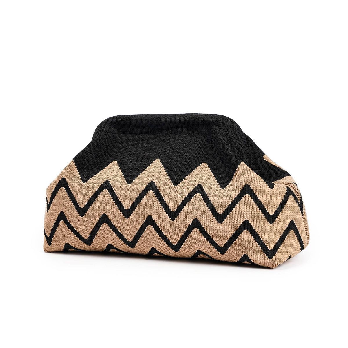 LOEL Chevron Clutch Bag for Women, Wavy Stripe Canvas Purse with Chain Strap, Cute Makeup Pouch Coin Bag