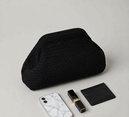 LOEL Knitted Clip-Frame Clutch Bag for Women - Lightweight Polyester Cloud Pouch, Evening & Daily Purse