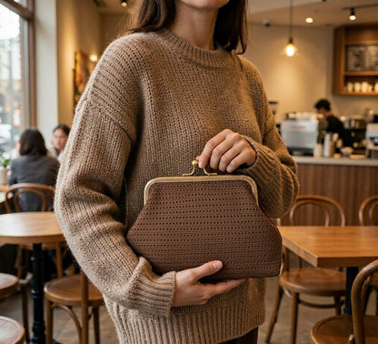 LOEL Knitted Clip-Frame Clutch Bag for Women - Lightweight Polyester Cloud Pouch, Evening & Daily Purse