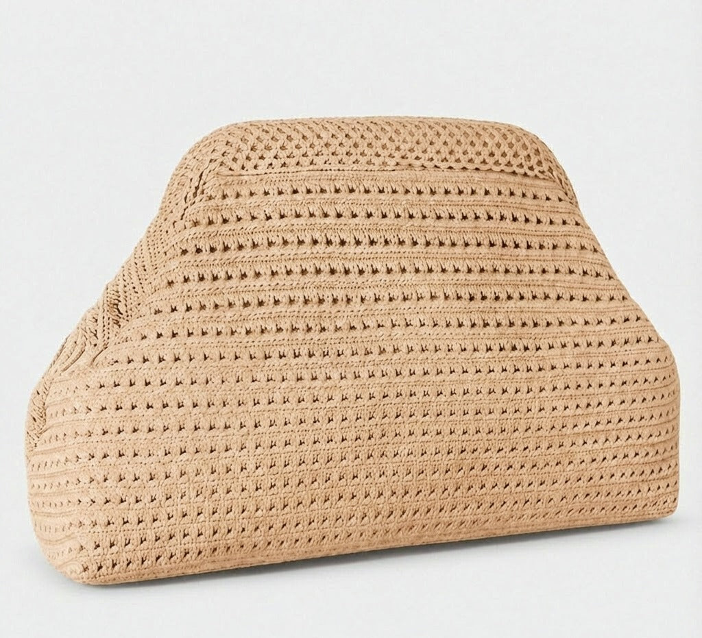 LOEL Knitted Clip-Frame Clutch Bag for Women - Lightweight Polyester Cloud Pouch, Evening & Daily Purse