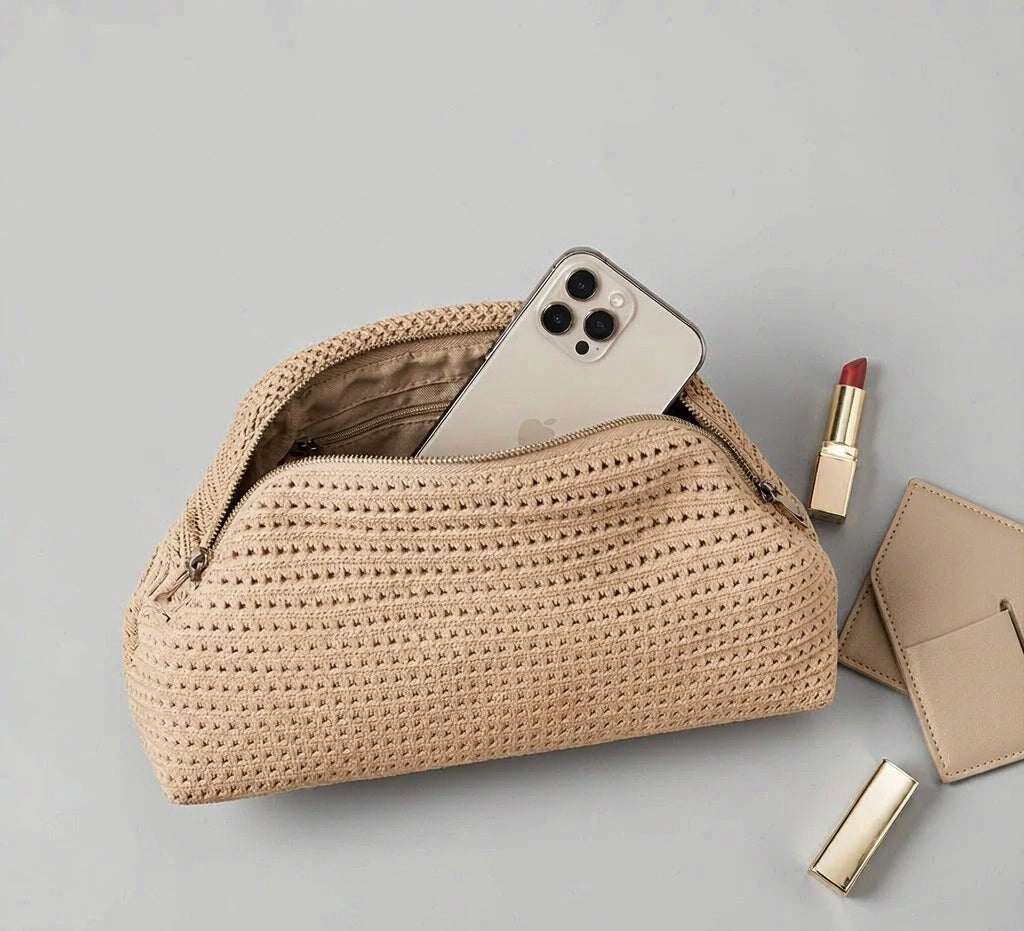 LOEL Knitted Clip-Frame Clutch Bag for Women - Lightweight Polyester Cloud Pouch, Evening & Daily Purse