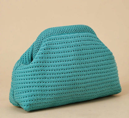LOEL Knitted Clip-Frame Clutch Bag for Women - Lightweight Polyester Cloud Pouch, Evening & Daily Purse
