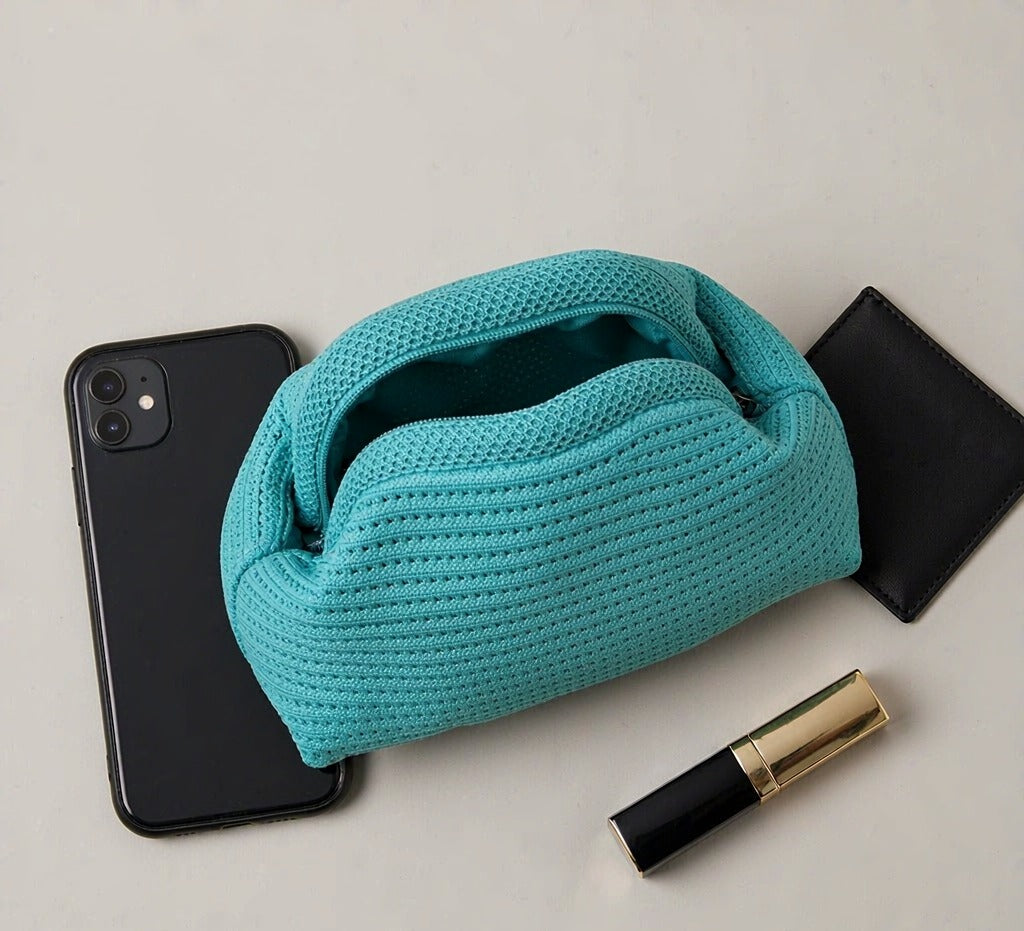 LOEL Knitted Clip-Frame Clutch Bag for Women - Lightweight Polyester Cloud Pouch, Evening & Daily Purse