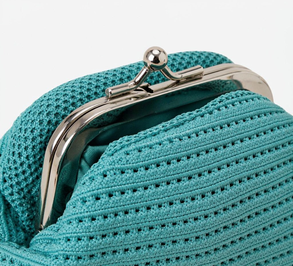 LOEL Knitted Clip-Frame Clutch Bag for Women - Lightweight Polyester Cloud Pouch, Evening & Daily Purse