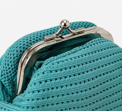 LOEL Knitted Clip-Frame Clutch Bag for Women - Lightweight Polyester Cloud Pouch, Evening & Daily Purse