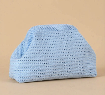 LOEL Knitted Clip-Frame Clutch Bag for Women - Lightweight Polyester Cloud Pouch, Evening & Daily Purse