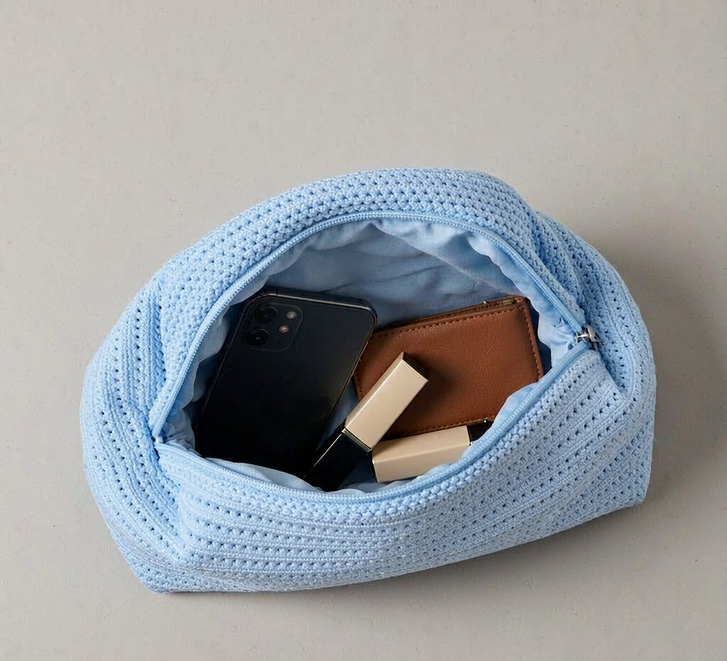 LOEL Knitted Clip-Frame Clutch Bag for Women - Lightweight Polyester Cloud Pouch, Evening & Daily Purse