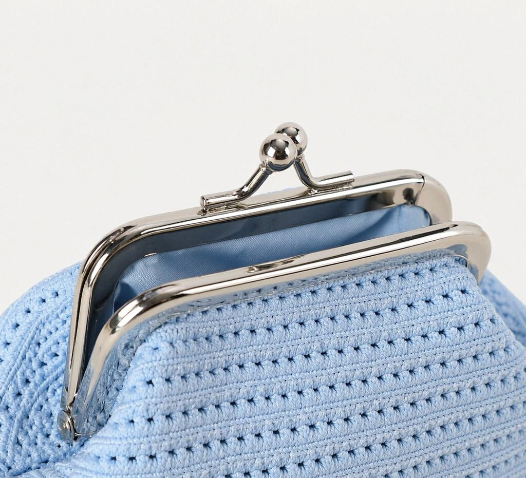 LOEL Knitted Clip-Frame Clutch Bag for Women - Lightweight Polyester Cloud Pouch, Evening & Daily Purse