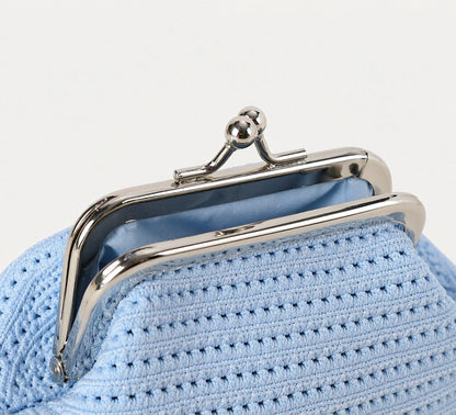 LOEL Knitted Clip-Frame Clutch Bag for Women - Lightweight Polyester Cloud Pouch, Evening & Daily Purse