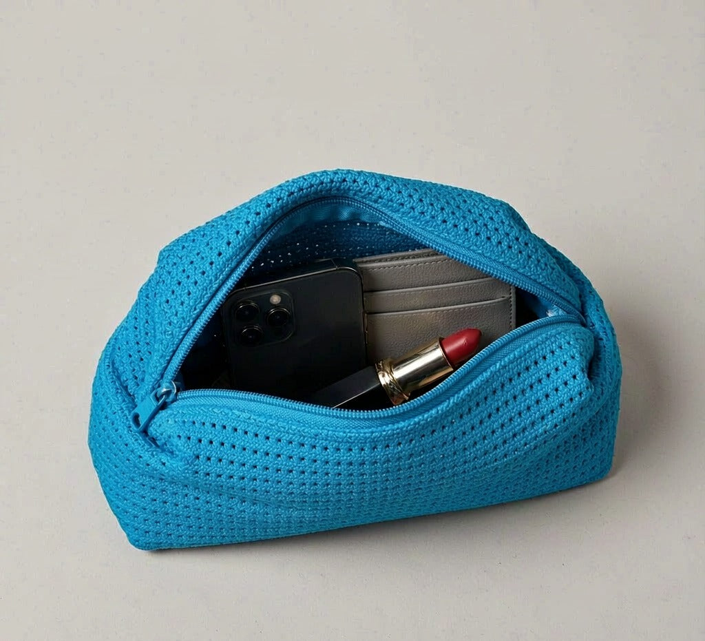 LOEL Knitted Clip-Frame Clutch Bag for Women - Lightweight Polyester Cloud Pouch, Evening & Daily Purse