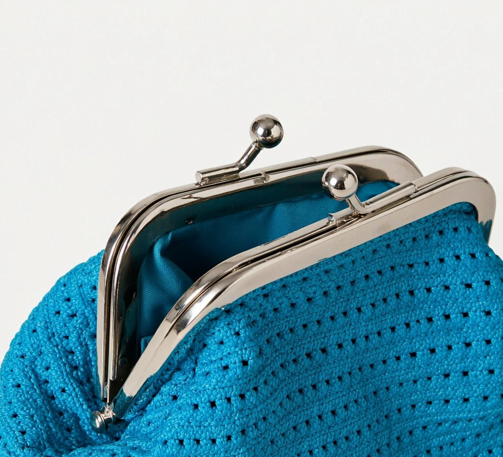 LOEL Knitted Clip-Frame Clutch Bag for Women - Lightweight Polyester Cloud Pouch, Evening & Daily Purse