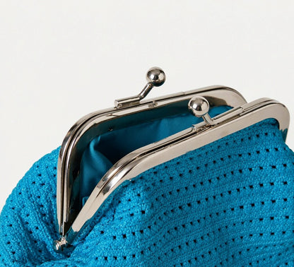 LOEL Knitted Clip-Frame Clutch Bag for Women - Lightweight Polyester Cloud Pouch, Evening & Daily Purse
