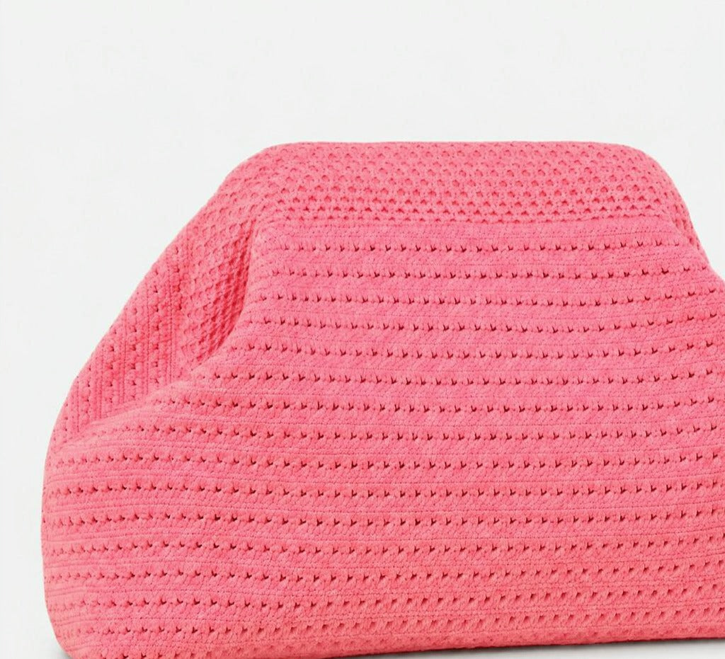 LOEL Knitted Clip-Frame Clutch Bag for Women - Lightweight Polyester Cloud Pouch, Evening & Daily Purse