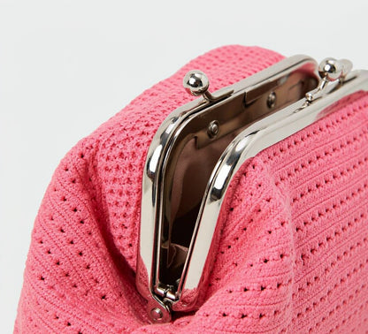 LOEL Knitted Clip-Frame Clutch Bag for Women - Lightweight Polyester Cloud Pouch, Evening & Daily Purse