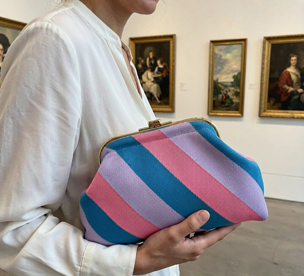 LOEL Knitted Clip-Frame Clutch Bag for Women - Lightweight Polyester Cloud Pouch, Evening & Daily Purse