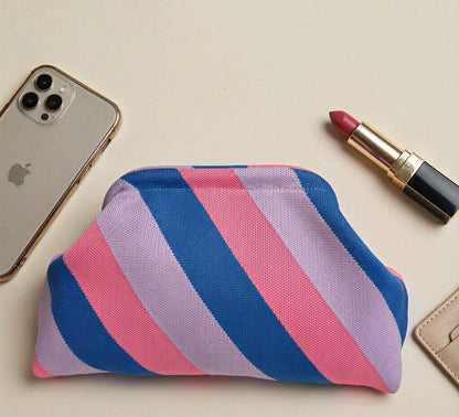 LOEL Knitted Clip-Frame Clutch Bag for Women - Lightweight Polyester Cloud Pouch, Evening & Daily Purse