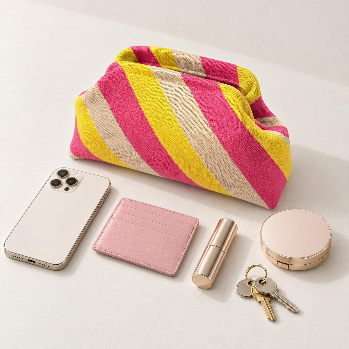 LOEL Knitted Clip-Frame Clutch Bag for Women - Lightweight Polyester Cloud Pouch, Evening & Daily Purse