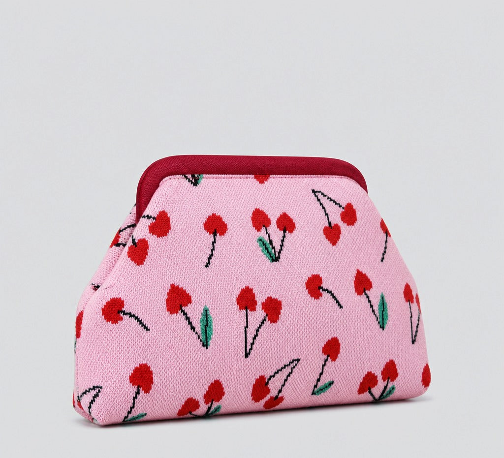 LOEL Knitted Clip-Frame Clutch Bag for Women - Lightweight Polyester Cloud Pouch, Evening & Daily Purse