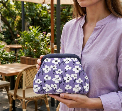 LOEL Knitted Clip-Frame Clutch Bag for Women - Lightweight Polyester Cloud Pouch, Evening & Daily Purse