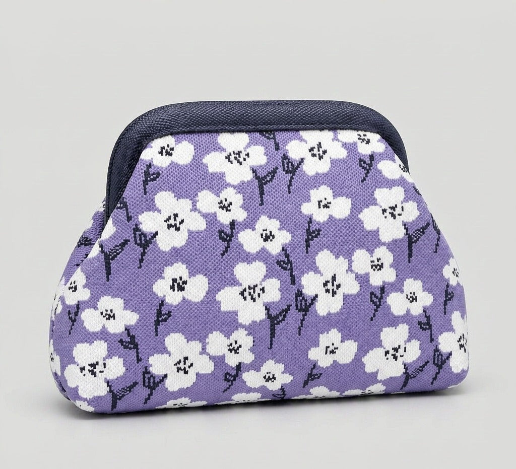 LOEL Knitted Clip-Frame Clutch Bag for Women - Lightweight Polyester Cloud Pouch, Evening & Daily Purse