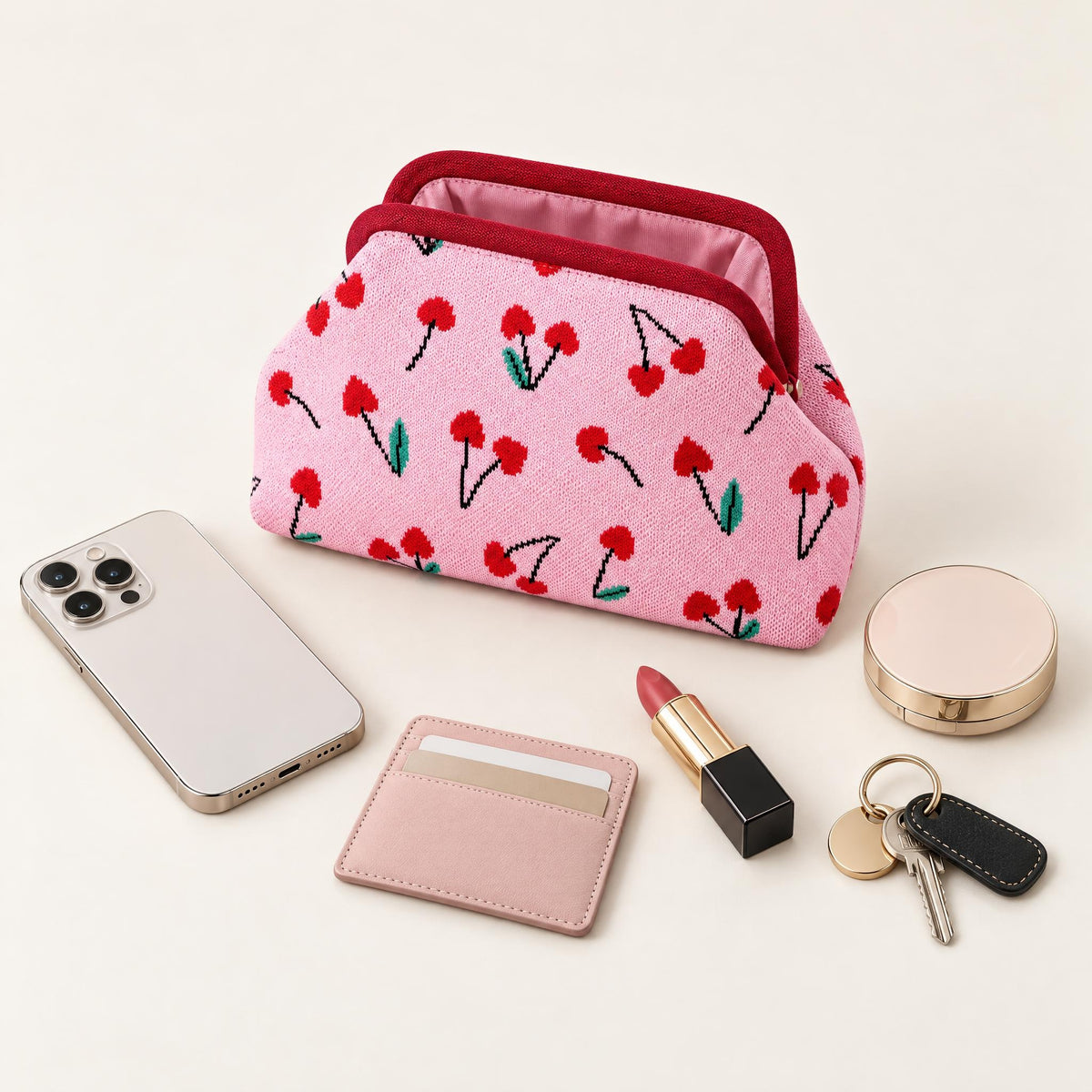 LOEL Knitted Clip-Frame Clutch Bag for Women - Lightweight Polyester Cloud Pouch, Evening & Daily Purse