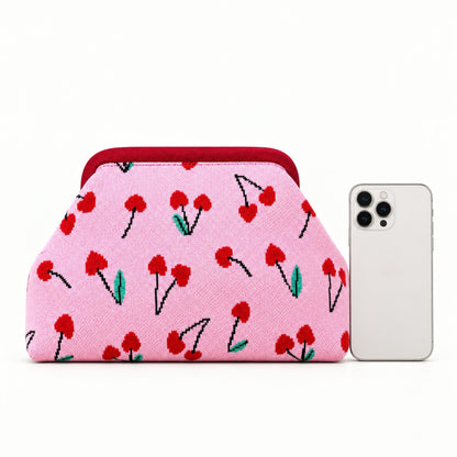 LOEL Knitted Clip-Frame Clutch Bag for Women - Lightweight Polyester Cloud Pouch, Evening & Daily Purse