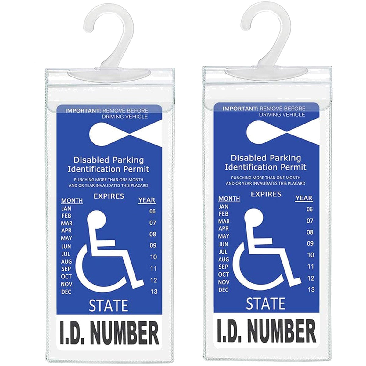 Disabled parking placard holder 2-pack, clear PVC