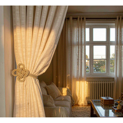 Styled living room with tieback