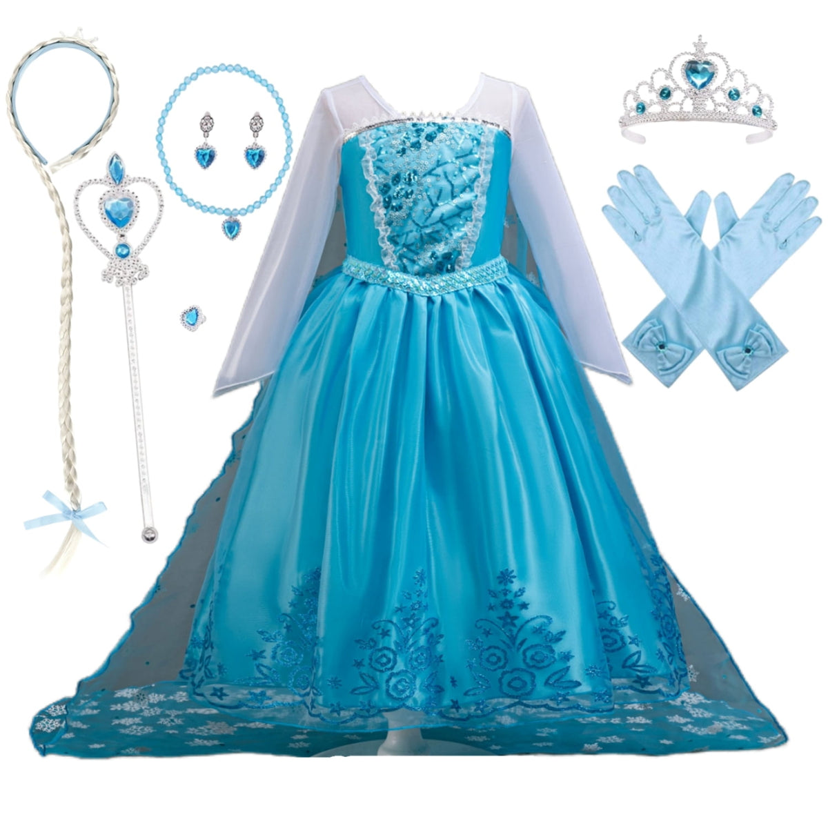 LOEL Girls Princess Dress Christmas Birthday Party Dress up for Toddler Long Sleeve Sequin Blue Fancy Outfit