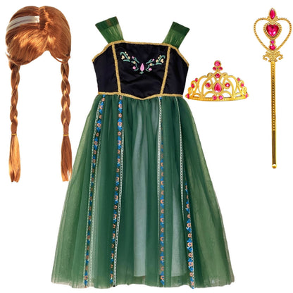 LOEL Girls Princess Dress Fancy Outfit Christmas Birthday Theme Party Fairy Green Dress