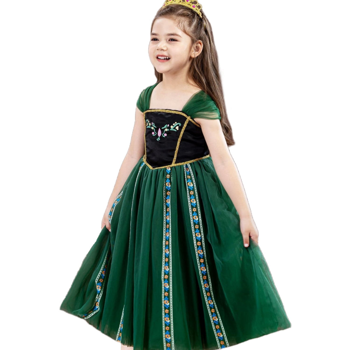 LOEL Girls Princess Dress Fancy Outfit Christmas Birthday Theme Party Fairy Green Dress