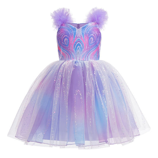 LOEL Girls Witch Dress Purple Princess Dress Wedding Sequin Tulle Dresses Ball Gown Birthday Party Dress Up