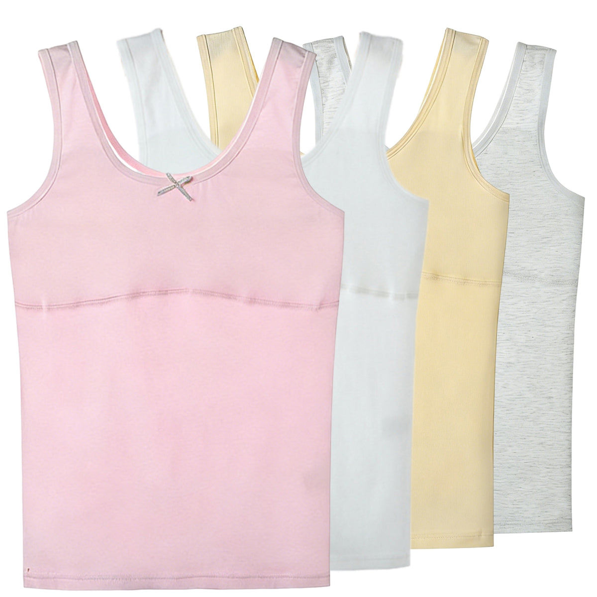 HAWEE Girls Crop Tops Undershirts Cotton Training Bra Sports Bralette Solid Vest for Kids Teens 7-14Y, 4 Pack