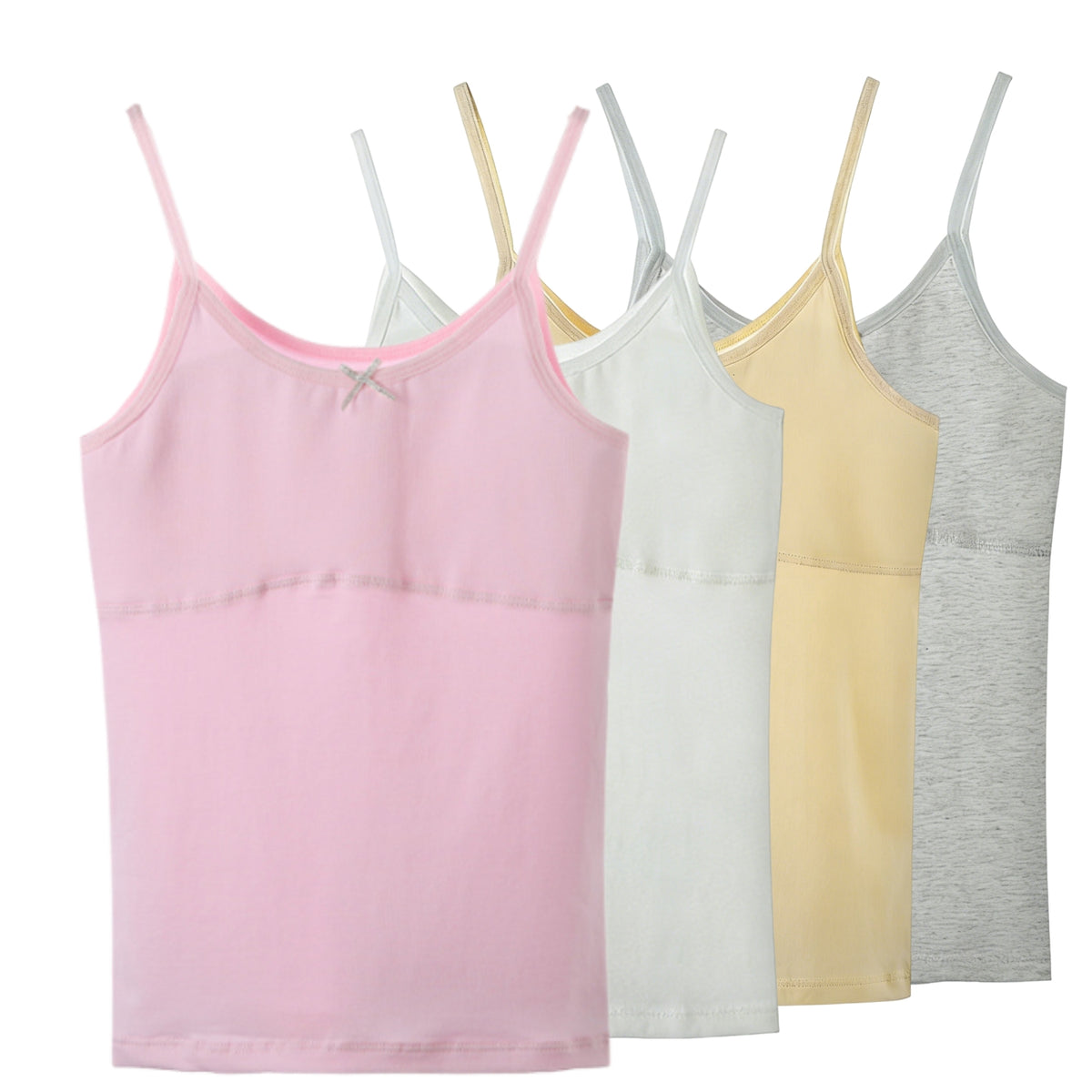 HAWEE Girls Crop Tops Undershirts Cotton Training Bra Sports Bralette Solid Vest for Kids Teens 7-14Y, 4 Pack