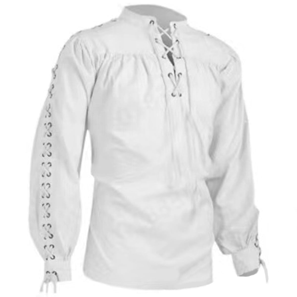 Men's Loose Linen Medieval Gothic Renaissance Shirt Long Sleeve Viking Pirate Mercenary Scottish Costume