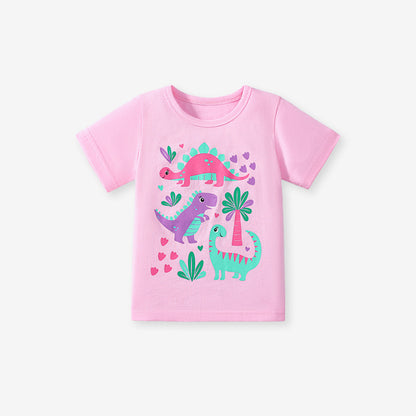 Little maven夏季可爱短袖女童上衣2025年新款卡通儿童t恤组合