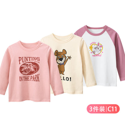 27home品牌童装秋季新品批发 女童韩版长袖T恤宝宝衣服一件代销