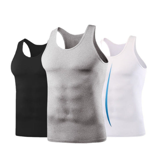 LOEL 3 Pack Men's Undershirts Crew Neck Sleeveless Athletic Workout Tank Top Sports Baselayer Running Compression Shirts