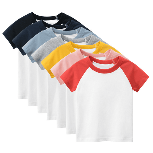 Pheans 7 Pack Unisex Infant Baby Crew Neck T-Shirt Toddler Short Sleeve Tees 100% Organic Cotton Shirts for Boys Girls 12 Months-9Years