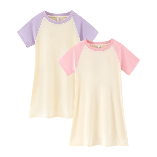 Pheans Girl's Solid Nightgowns Cotton Sleep Shirts Sleepwear Princess Nightdress