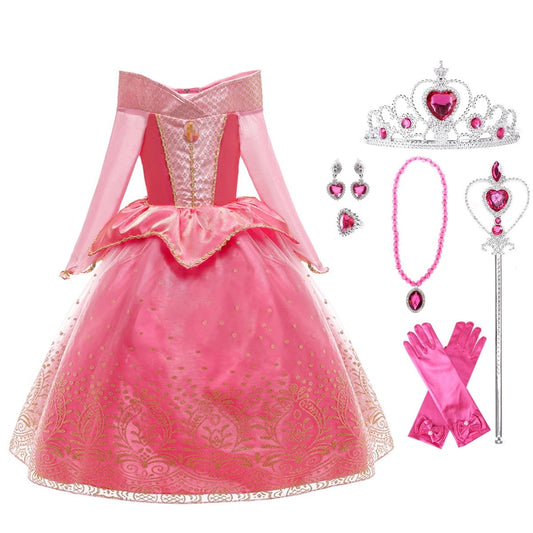 Phenas Aurora Princess Costumes Dress Christmas Halloween Birthday Role Play Cosplay Costume for Little Girls Dress Up