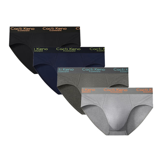 Phenas Men's Underwear Briefs Pack, Cotton Breathable Super Soft Comfort Lightweight Pouch Briefs in 4 Pack