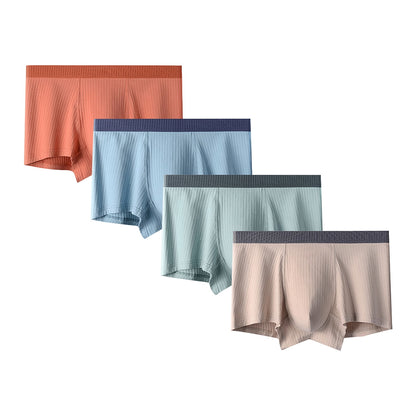 Phenas Mens Trunks Underwear Cotton Boxer Briefs Short Leg Comfortable Underpants 4 Pack
