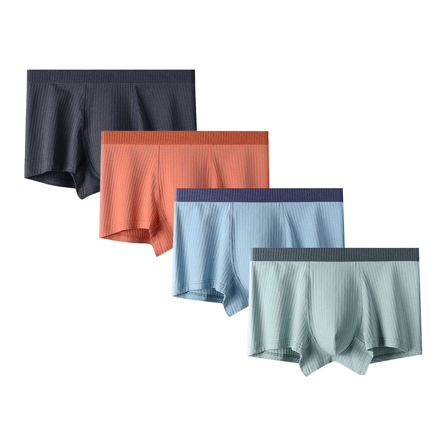Phenas Mens Trunks Underwear Cotton Boxer Briefs Short Leg Comfortable Underpants 4 Pack