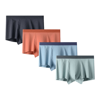 Phenas Mens Trunks Underwear Cotton Boxer Briefs Short Leg Comfortable Underpants 4 Pack