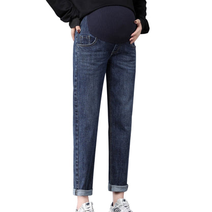 Phenas Women's Maternity Jeans Comfy Plus Size Blue Pregnancy Baggy Ankle Length Jeans