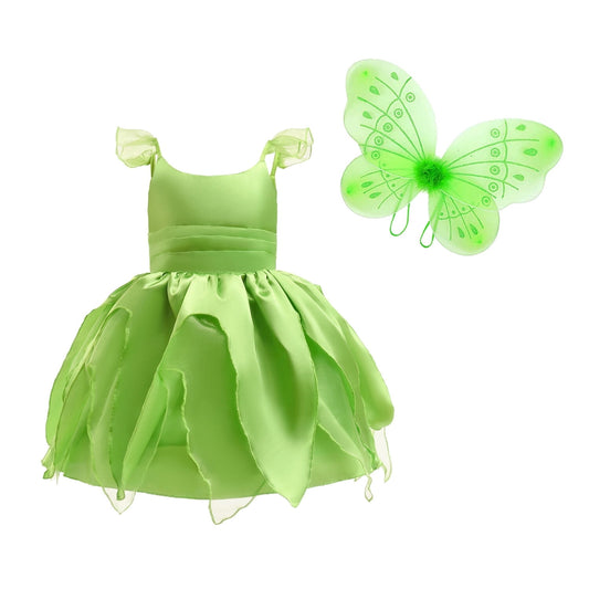KAWELL Princess Green Costume for Girls Halloween Dress up Birthday Party Outfit