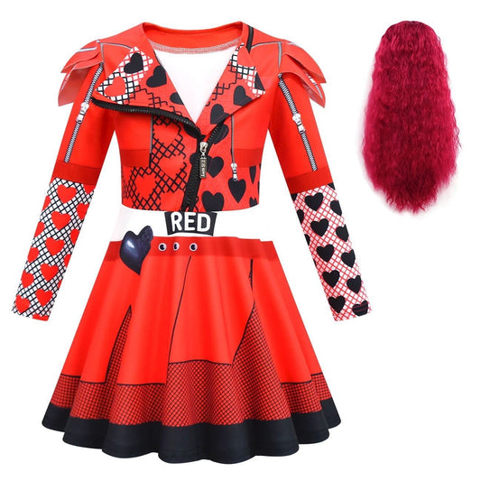 KAWELL Rise of Red Costume for Girls Zipper Jacket and Pants Red Halloween Dress Up 4-12 Years