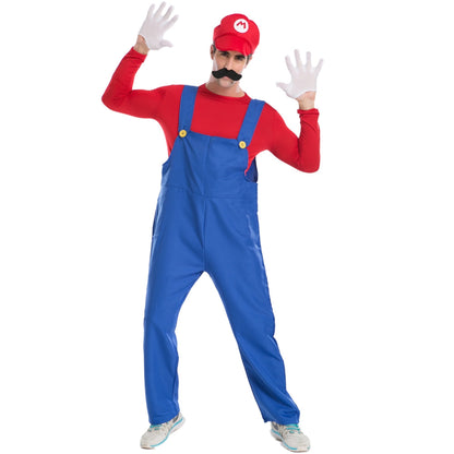 KAWELL Super Bros Costume for Adults Unisex Cap Gloves Fake Accessory Kit for Cosplay Halloween for Women Men